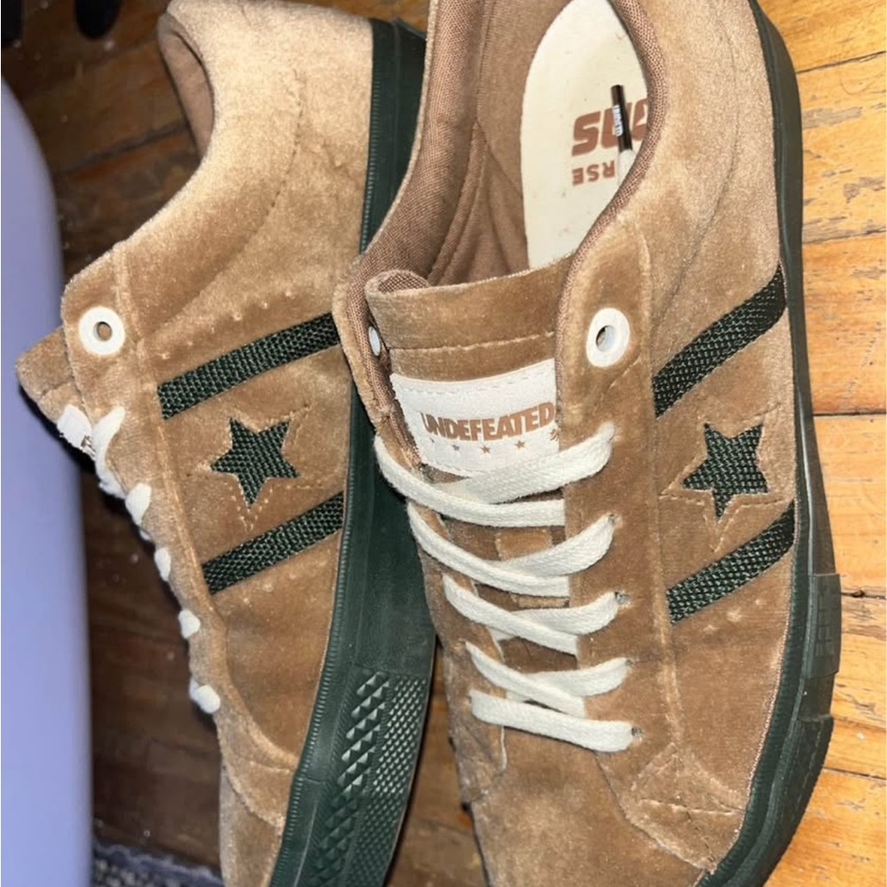 Converse Undefeated Limited Ed. Unisex Brown Suede Sneakers with Green Accents